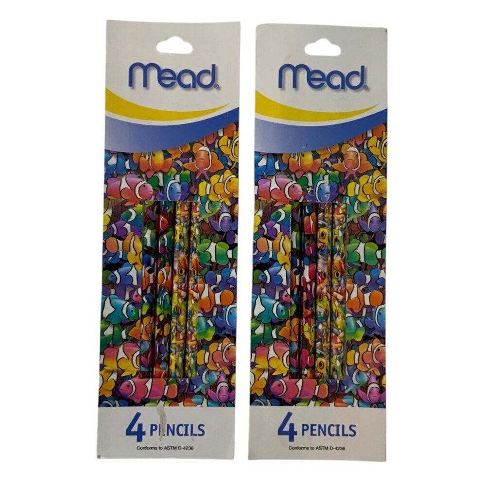 Royce B McClure 8 Pack Tropical Fish Pencils Vibrant Colorful Designs 2009 Mead